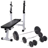 Workout Bench with Weight Rack, Barbell and Dumbbell Set 90 kg 275371