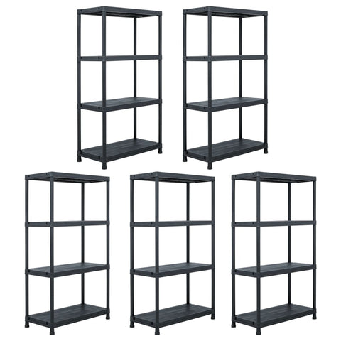 Storage Shelf Racks 5 pcs Black 60x30x138 cm Plastic 276252