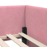 Corner Bed Frame with Headboard Pink 90 cm x 190 cm Velvet 42016074
