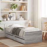 Bed Frame with Drawers without Mattress Grey Sonoma 90x200 cm 3207348
