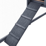 Outdoor Rabbit Hutch with Run Grey and White Solid Fir Wood 170873