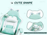 Cat Ear and Paw Reclining Office Chair, with Footrest - Light Blue/White T3398P377433