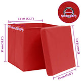 Storage Box Set of 10 Red Non-woven fabric 288364