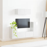TV Cabinet Set 4 pcs High Gloss White Engineered Wood 3409118