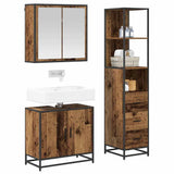Bathroom Furniture Set with Door 3 pcs Old Wood Engineered Wood 3402326