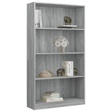 4-Tier Book Cabinet Grey Sonoma 80x24x142 cm Engineered Wood 815391