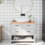 Bathroom Countertop Light Brown 100x30xcm Treated Solid Wood 3156127