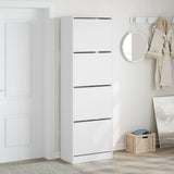 Shoe Cabinet with 4 Flip-Drawers White 60x34x187.5 cm 3214371