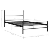 Bed Frame Black Metal Single Durable Bed Frame Rectangular 284689