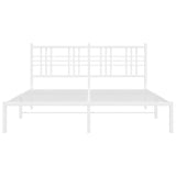 Metal Bed Frame without Mattress with Headboard White 160x200cm 376376