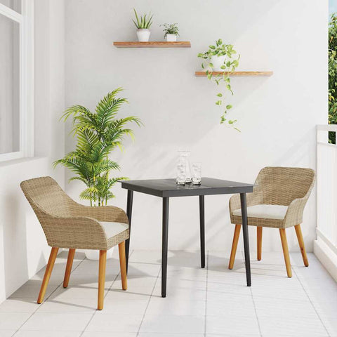 Garden Dining Set with Cushion 3 pcs Beige Poly Rattan 3261691
