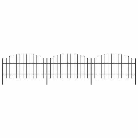 Garden Fence with Spear Top Steel 537x100 cm Black 277714