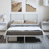 Metal Bed Frame without Mattress with Headboard White 135x190cm 350930