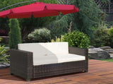 Rattan Sofa, 2 Seater Garden Furniture with Soft Padded Cushion and Armrests, Wicker Garden Loveseat T3398P314702