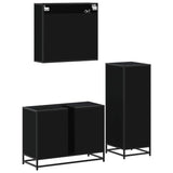 3 Piece Bathroom Furniture Set Black Engineered Wood 3300970