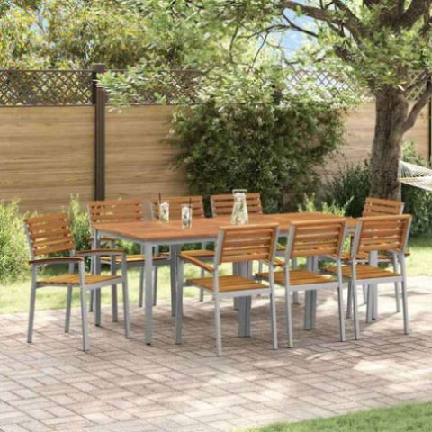 Garden Dining Set 9 pcs Grey and brown 200 x 90 x 75 cm 3284412