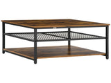 Coffee Table, Living Room Table with 3-Tier Storage Shelves, Square Tea Table for Home Office, T3398P329850