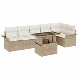 Garden Sofa Set with Cushion 7 pcs Beige Poly rattan 3348297