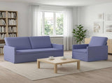 Sofa Set 2 pcs Jeans Blue Fabric 3433160