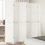 Room Divider 6 Panels White Solid Wood Paulownia 358843