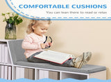 Bookcase Storage Shelf with Cushioned Reading Seat, Bookshelf Storage Cabinet for Study Living Room, T3398P329835