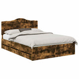 Bed Frame with Drawer Smoked Oak 140 x 200 cm Engineer Wood 3413412