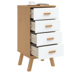 ZNTS Bedside Cabinet OLDEN White and Brown Solid Wood Pine 358587