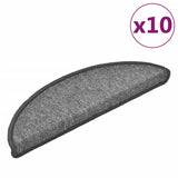 Stair Mats 10 pcs 56x17x3 cm Dark Grey Half Round 149737