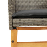 Garden Chairs with Cushions 2 pcs Grey Poly Rattan&Solid Wood 368715