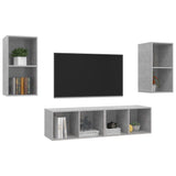 Wall-mounted TV Cabinets 4 pcs Concrete Grey Engineered Wood 3079875