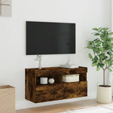 TV Wall Cabinet with LED Lights Smoked Oak 80x30x40 cm 837205
