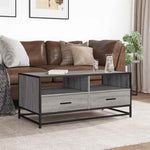 ZNTS Coffee Table Grey Sonoma 100x50x45 cm Engineered Wood and Metal 848787