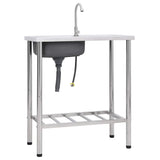 Camping Sink Single Basin with Tap Stainless Steel 151213