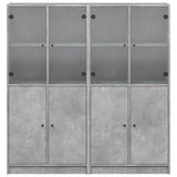 Bookcase with Doors Concrete Grey 136x37x142 cm Engineered Wood 3206527