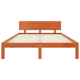 Bed Frame with Headboard Wax Brown 140 x 190 cm Solid Pine Wood 863965
