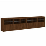 Sideboard with LED Lights Brown Oak 283x37x67 cm 3209022