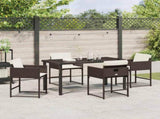 Garden Dining Set 5 pcs Brown Poly Rattan 3380726