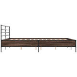 Bed Frame Brown oak Engineered wood, Metal, Plywood Double Modern 3280066