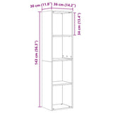 Book Cabinet Black Oak 143 x 30 x 36 cm Engineered Wood 862409