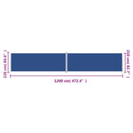 Retractable Side Awning Blue 220x1200 cm 318088