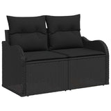 Garden Sofa with Cushion Black 121 x 62 x 69cm Poly Rattan 42006731