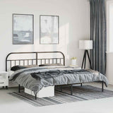 Bed Frame Black Powder-Coated Steel Double Bed Frame 353640