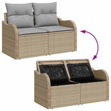 Garden Sofa with Cushion Beige 121 x 62 x 69cm Poly Rattan 42006725
