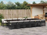 13 Piece Garden Dining Set with Cushions Black Poly Rattan 3210762