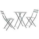 ZNTS 3 Piece Bistro Set Steel Grey 44355