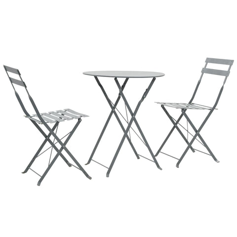 ZNTS 3 Piece Bistro Set Steel Grey 44355