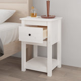 Bedside Cabinet White 40x35x61.5 cm Solid Wood Pine 821731