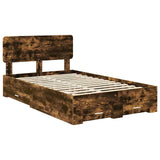 Bed Frame with Drawer Smoked Oak 120 x 200 cm Engineered Wood 3412395