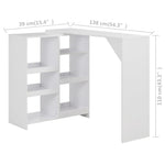 ZNTS Bar Table with Moveable Shelf White 138x39x110 cm 280222