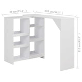 ZNTS Bar Table with Moveable Shelf White 138x39x110 cm 280222